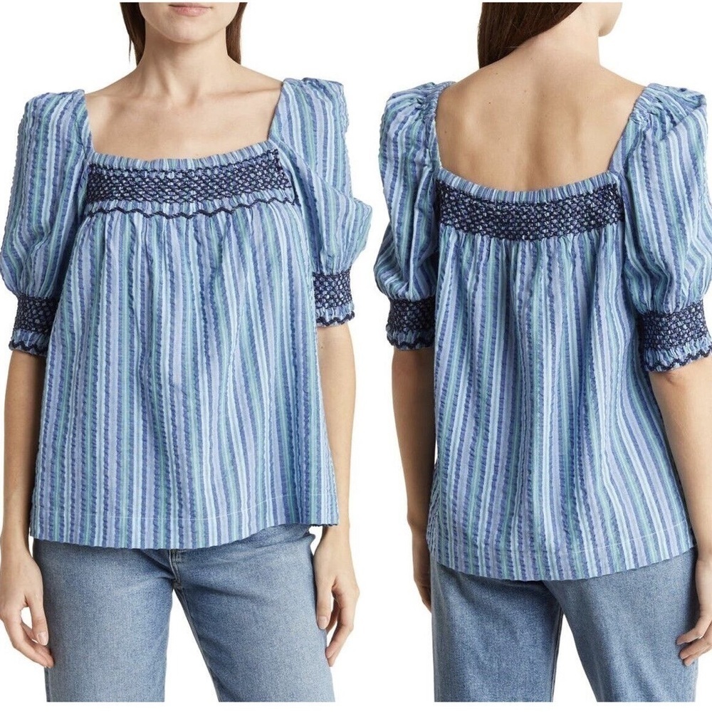 Faherty Cotton Women’s Peasant Blouse Size Medium NWOT